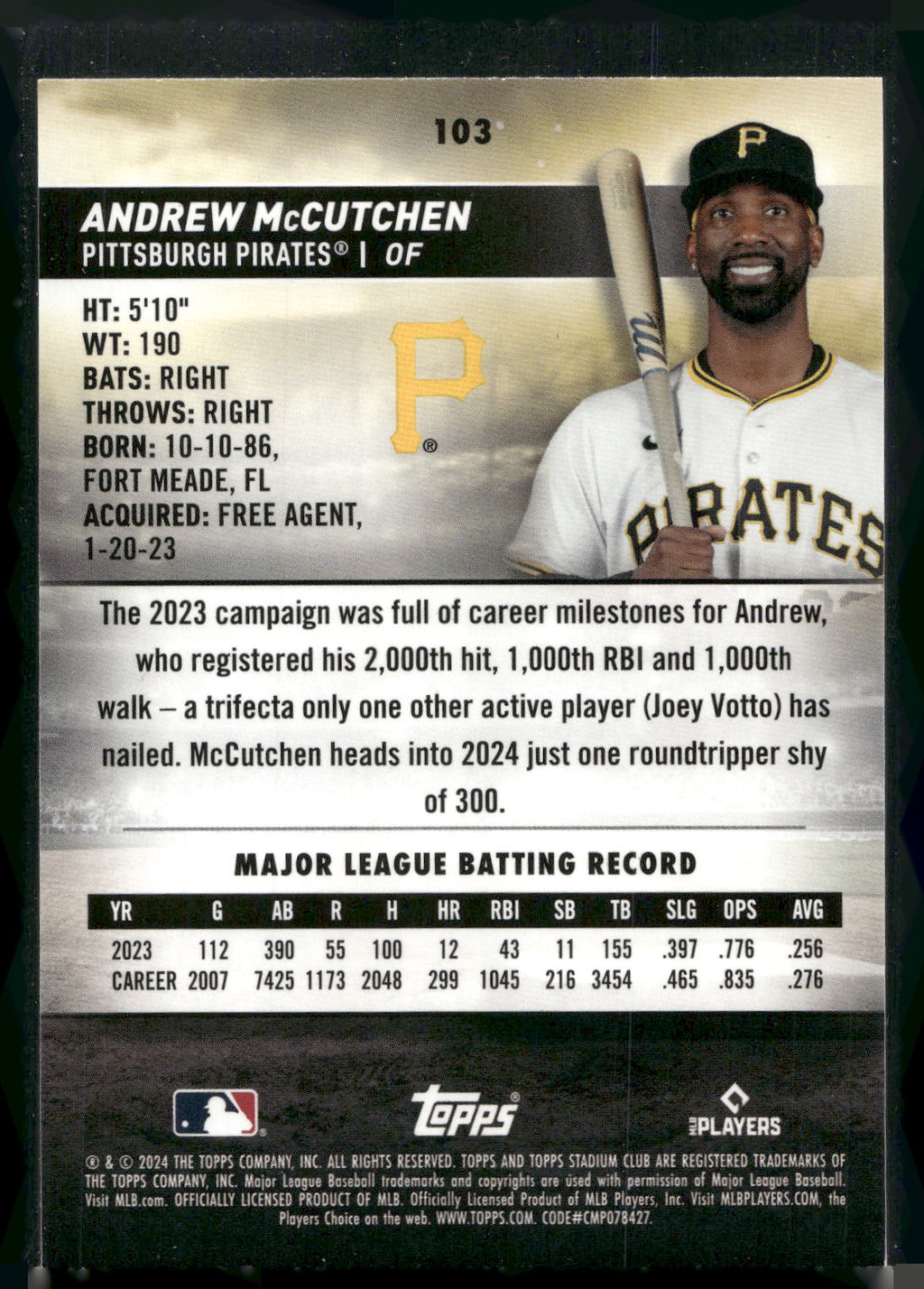 2024 Stadium Club #103 Andrew McCutchen