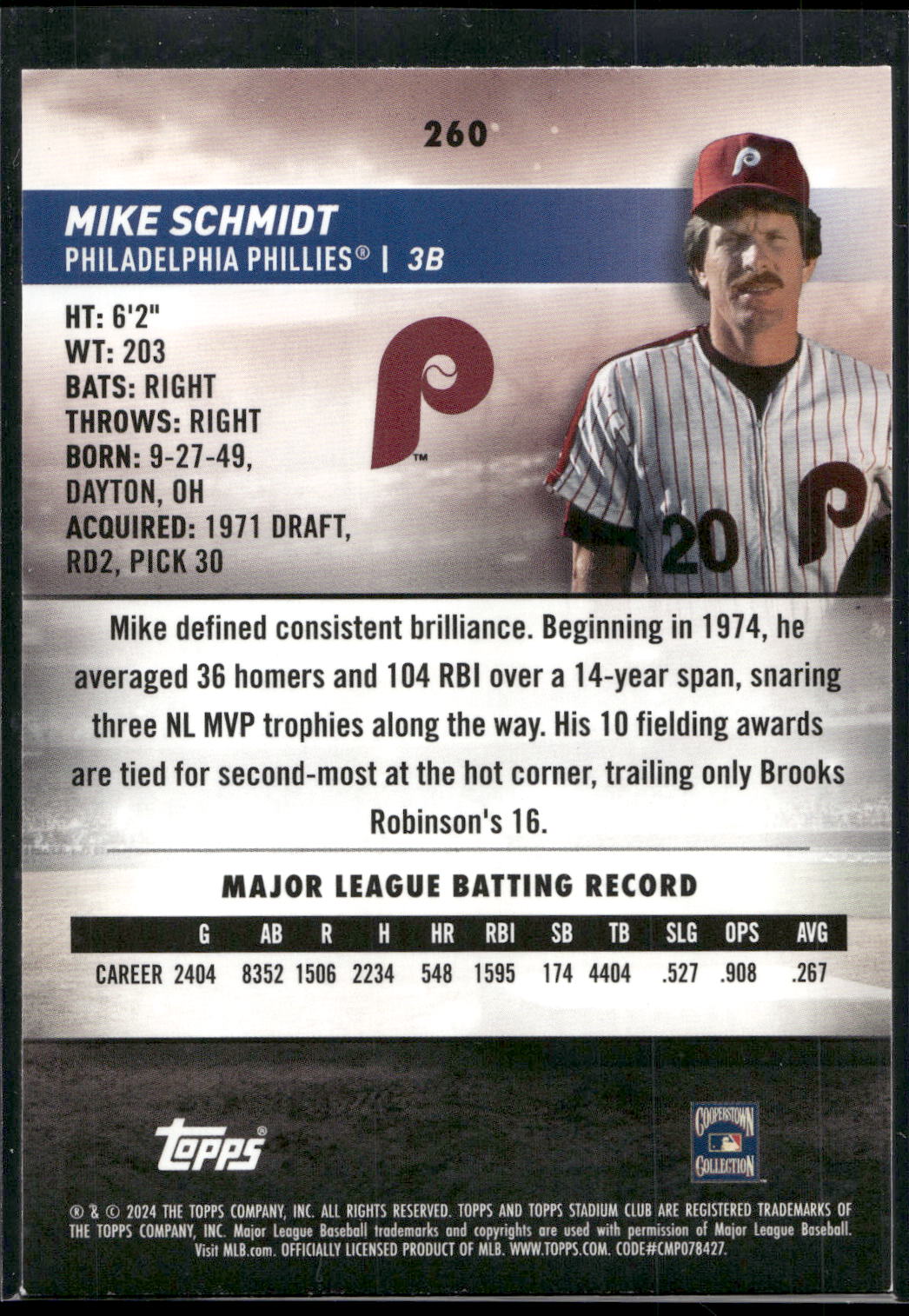 2024 Stadium Club #260 Mike Schmidt Red Foil