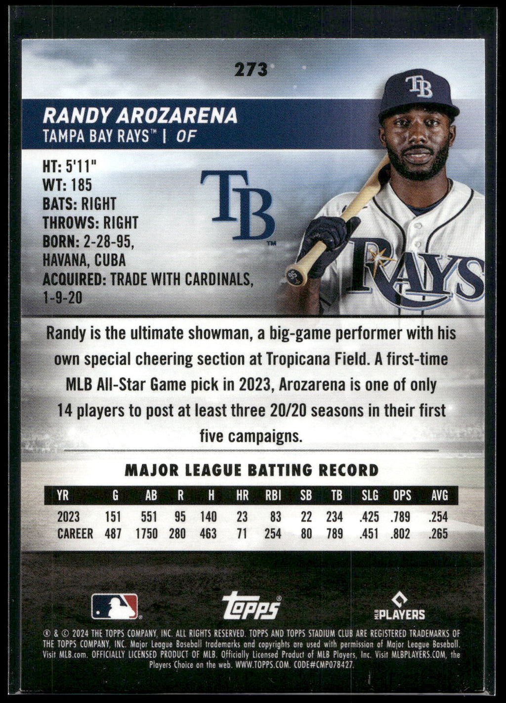 2024 Stadium Club #273 Randy Arozarena