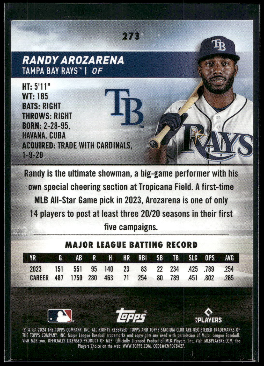 2024 Stadium Club #273 Randy Arozarena