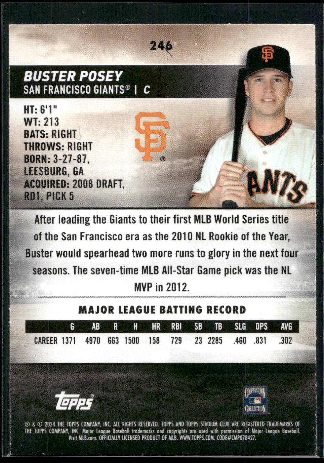 2024 Stadium Club #246 Buster Posey Black Foil