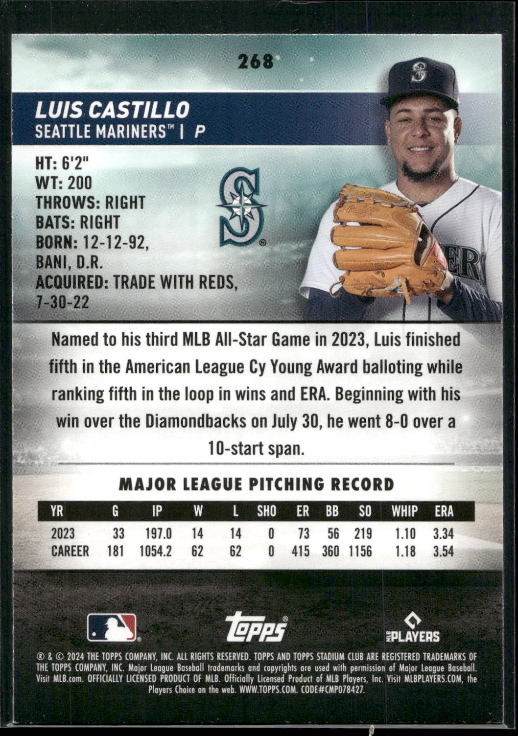 2024 Stadium Club #268 Luis Castillo