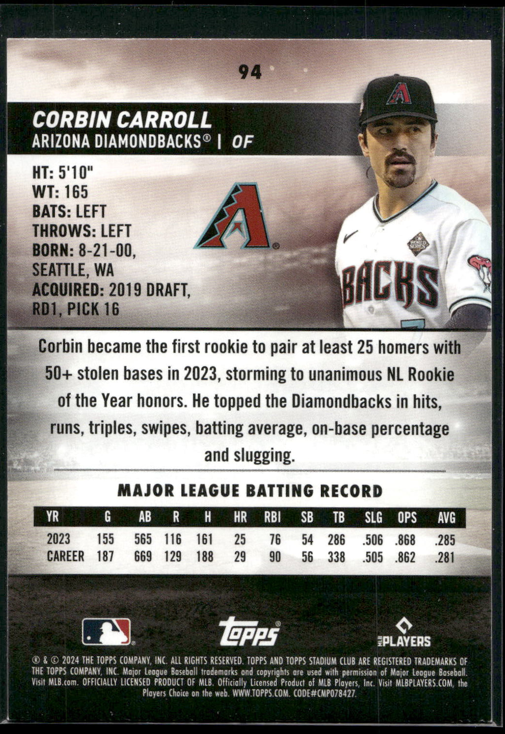 2024 Stadium Club #94 Corbin Carroll