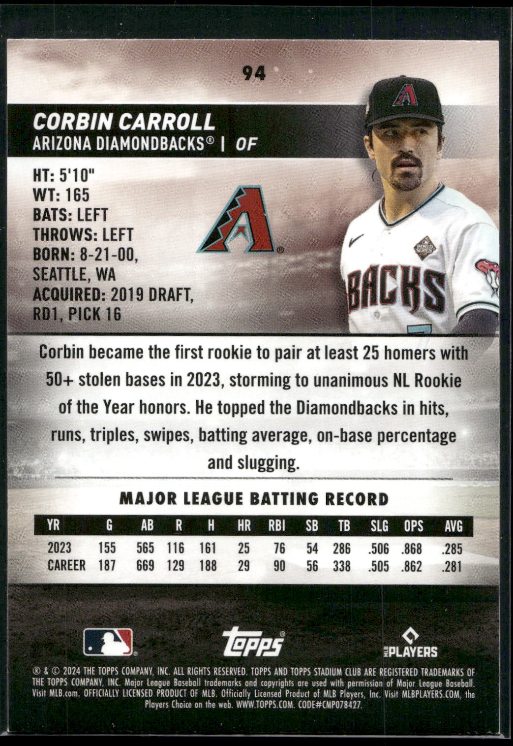 2024 Stadium Club #94 Corbin Carroll