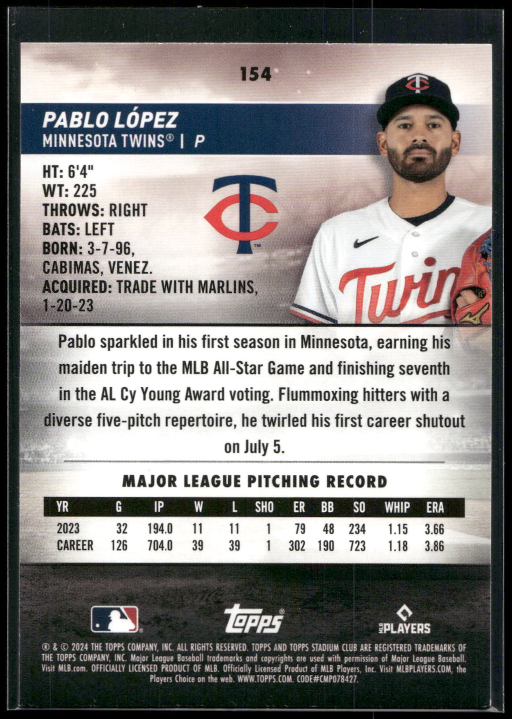 2024 Stadium Club #154 Pablo López