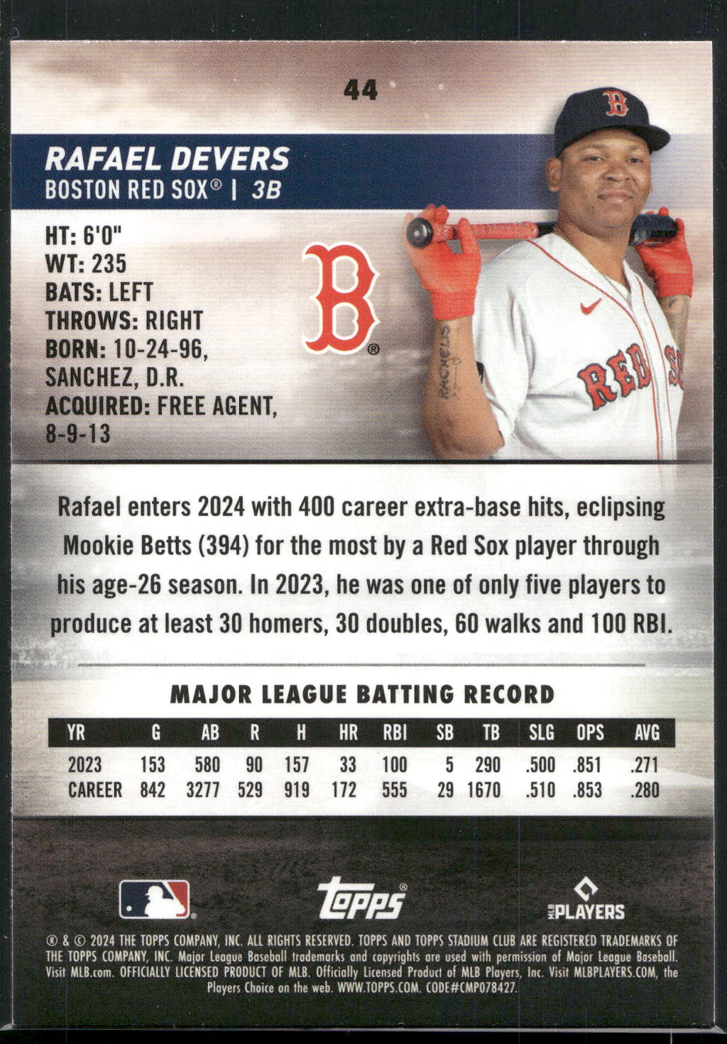 2024 Stadium Club #44 Rafael Devers