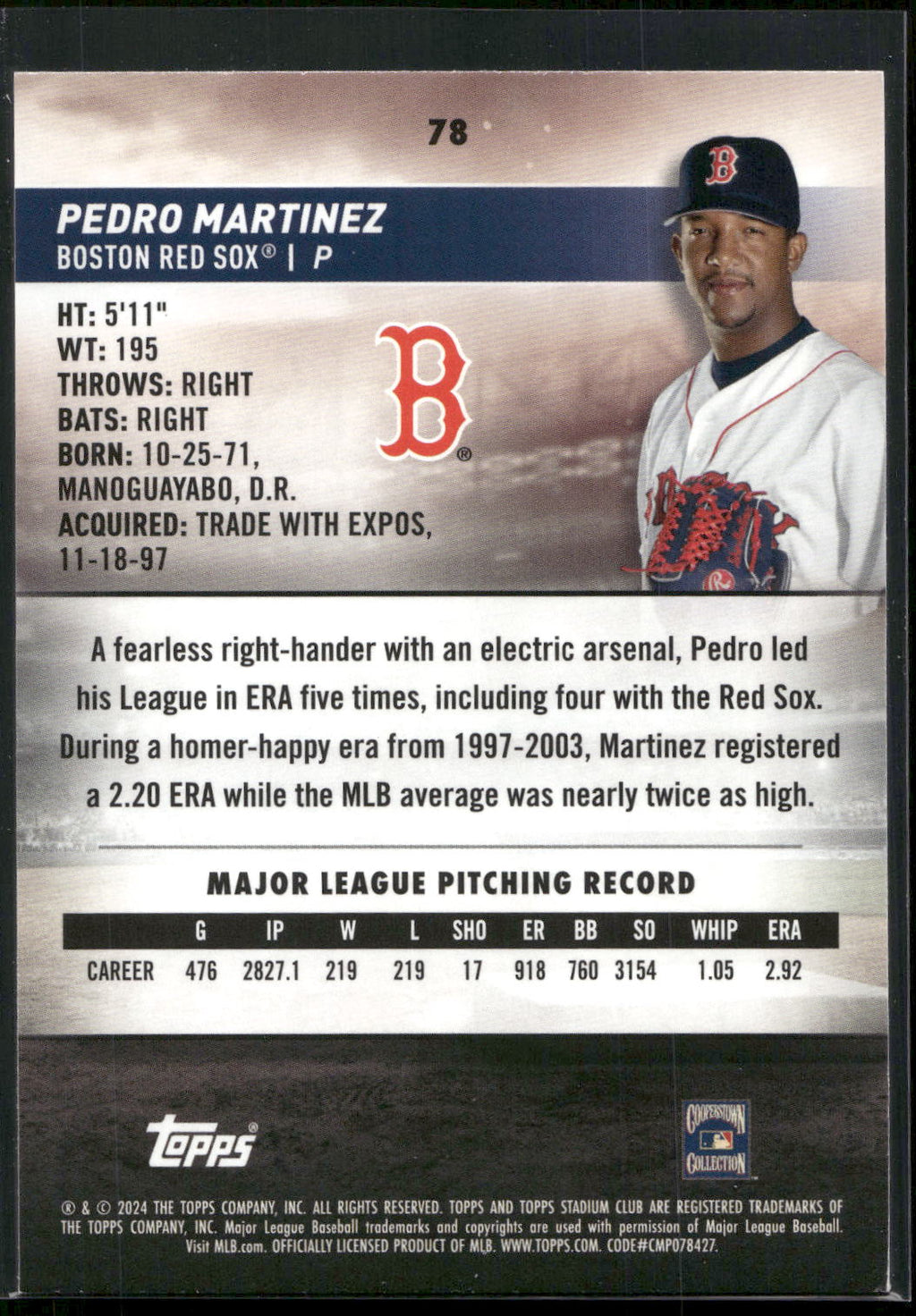 2024 Stadium Club #78 Pedro Martinez