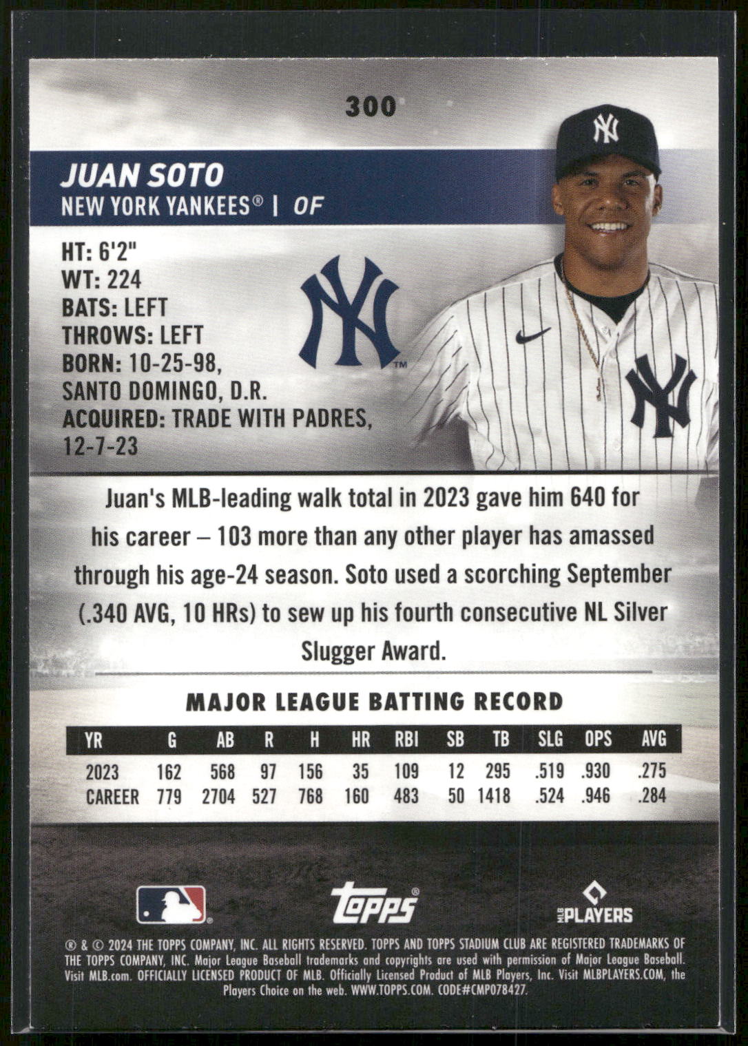 2024 Stadium Club #300 Juan Soto
