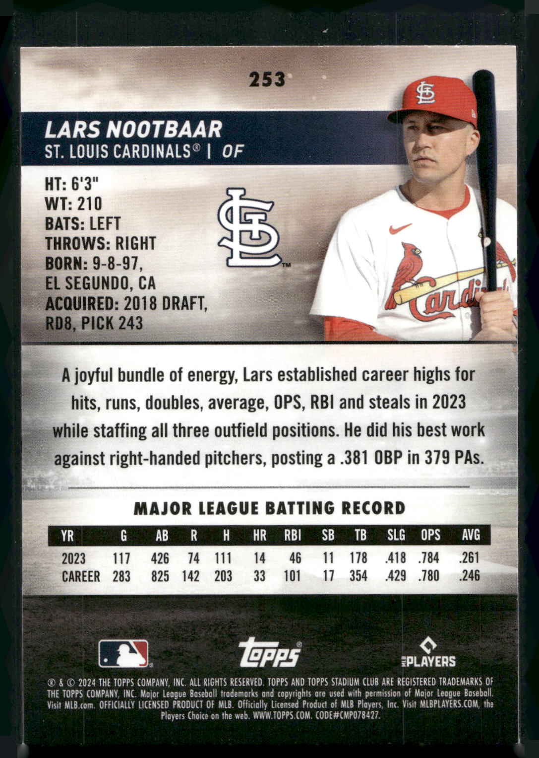 2024 Stadium Club #253 Lars Nootbaar
