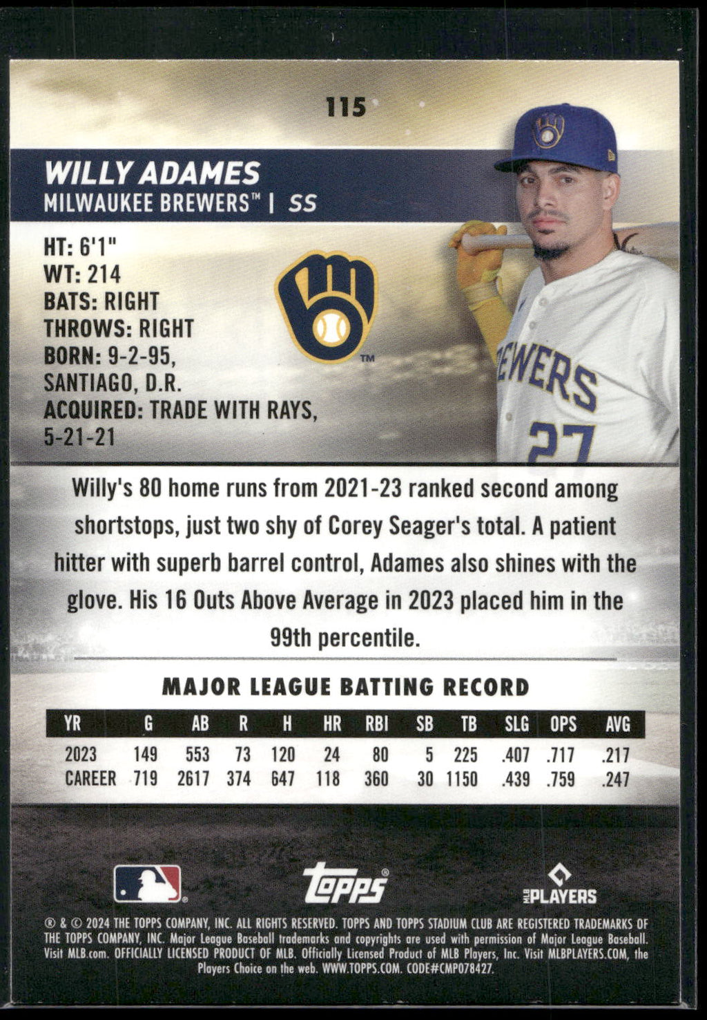 2024 Stadium Club #115 Willy Adames