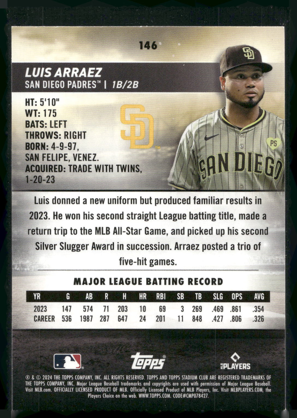 2024 Stadium Club #146 Luis Arraez