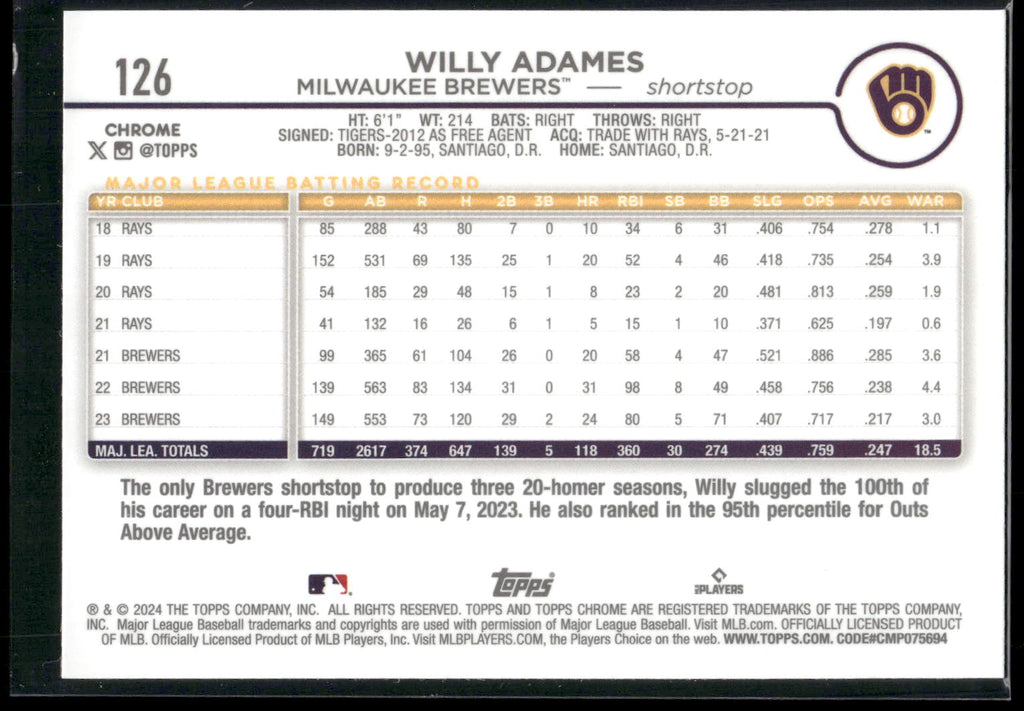 2024 Topps Chrome #126 Willy Adames