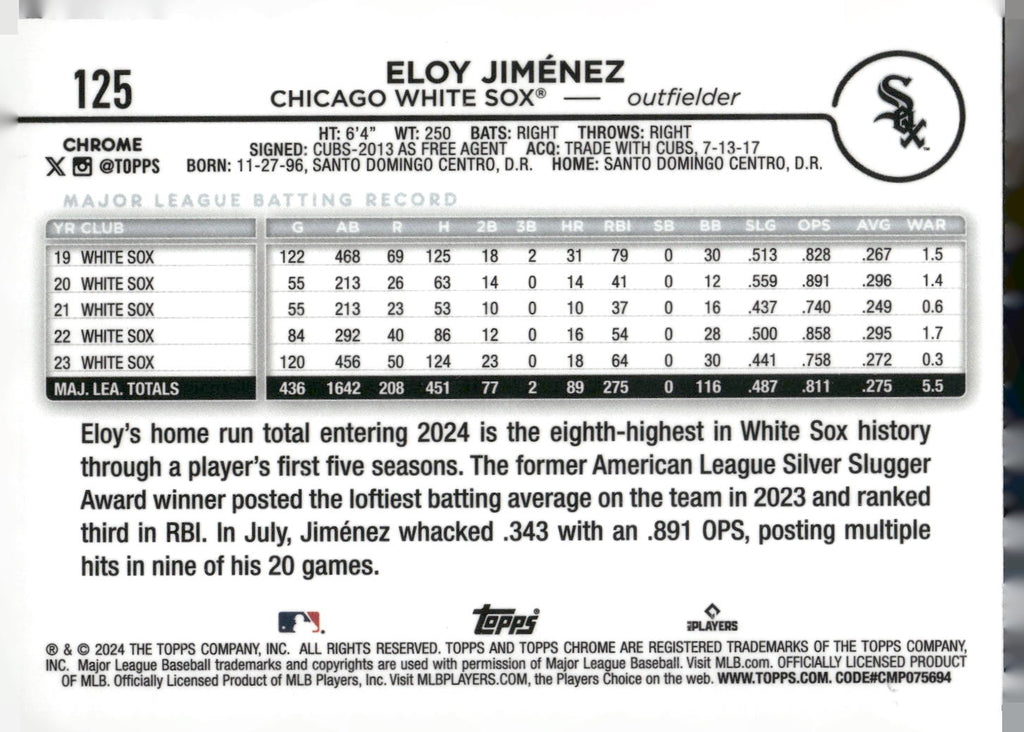 2024 Topps Chrome #125 Eloy Jiménez