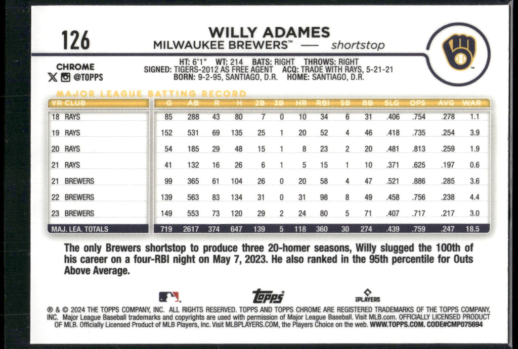2024 Topps Chrome #126 Willy Adames