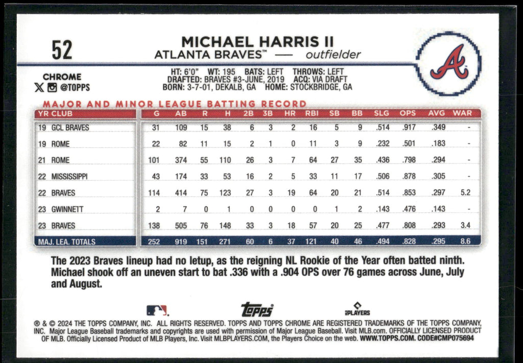 2024 Topps Chrome #52 Michael Harris II