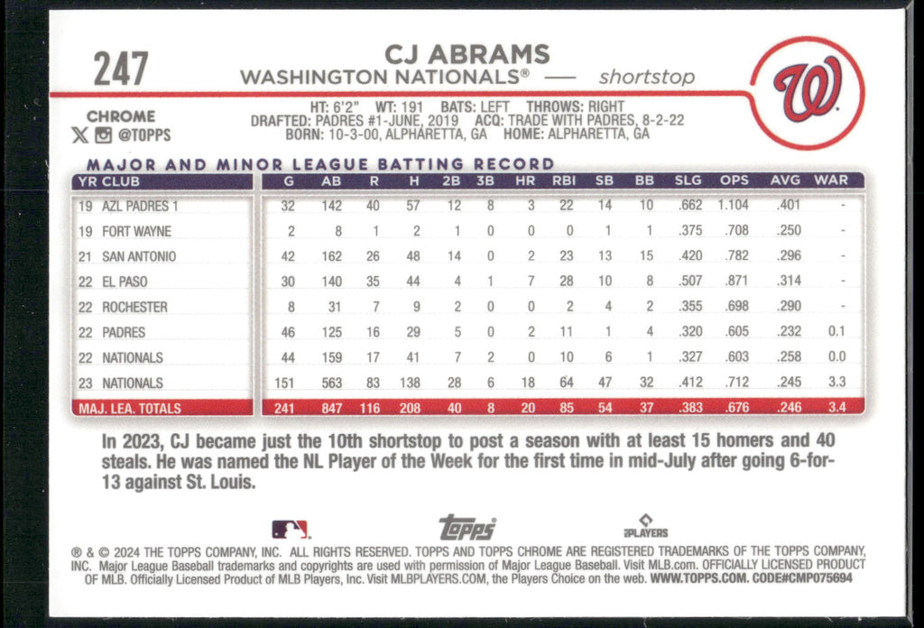 2024 Topps Chrome #247 CJ Abrams