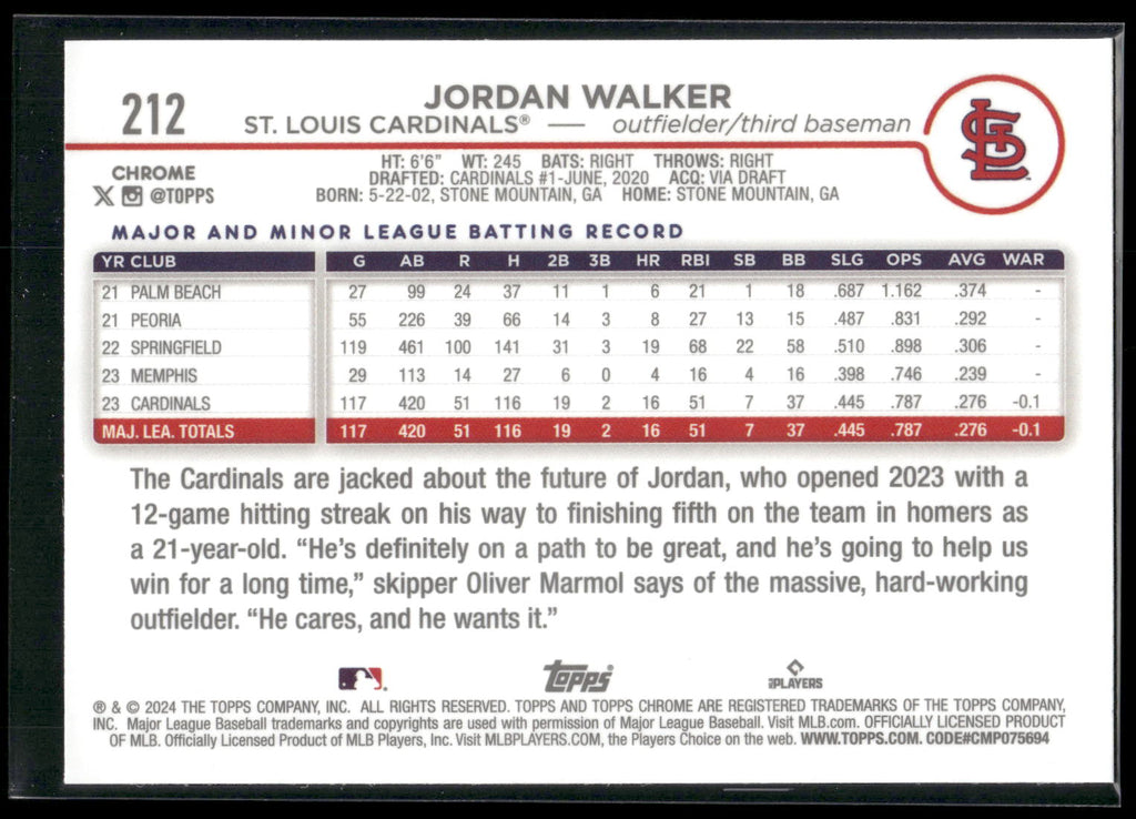 2024 Topps Chrome #212 Jordan Walker