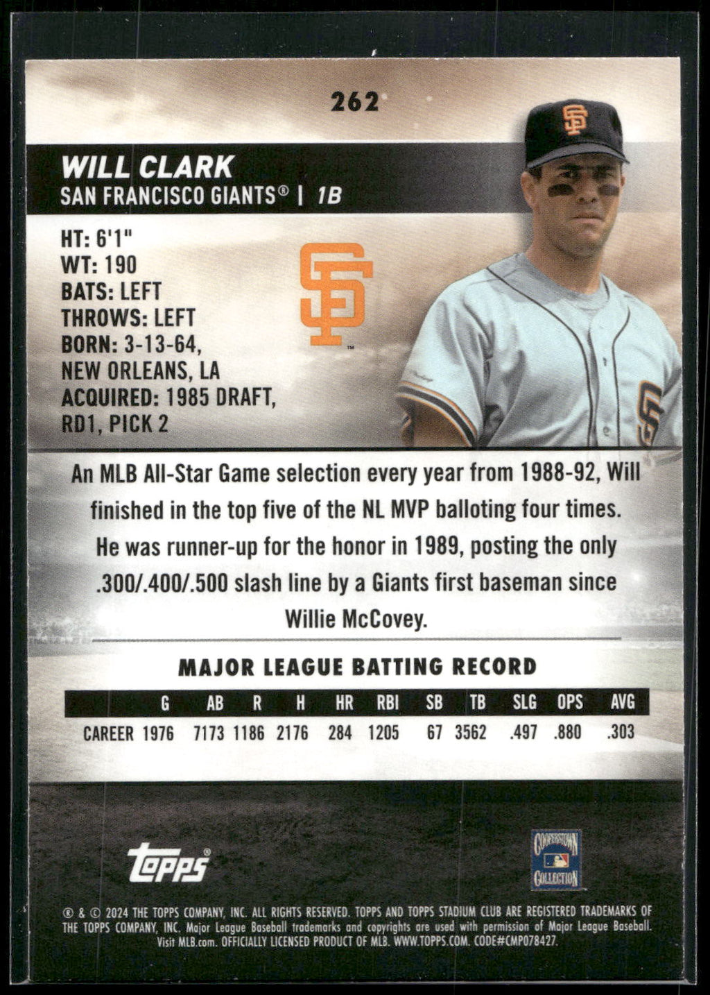 2024 Stadium Club #262 Will Clark