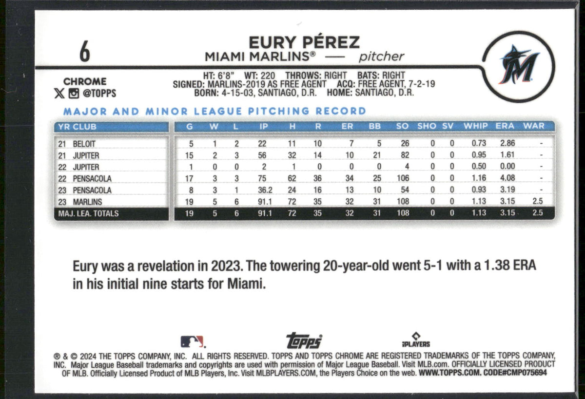 2024 Topps Chrome #6 Eury Pérez
