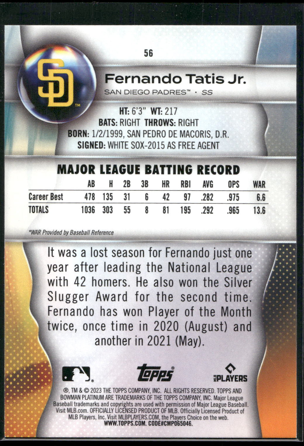 2023 Bowman Platinum #56 Fernando Tatis Jr.