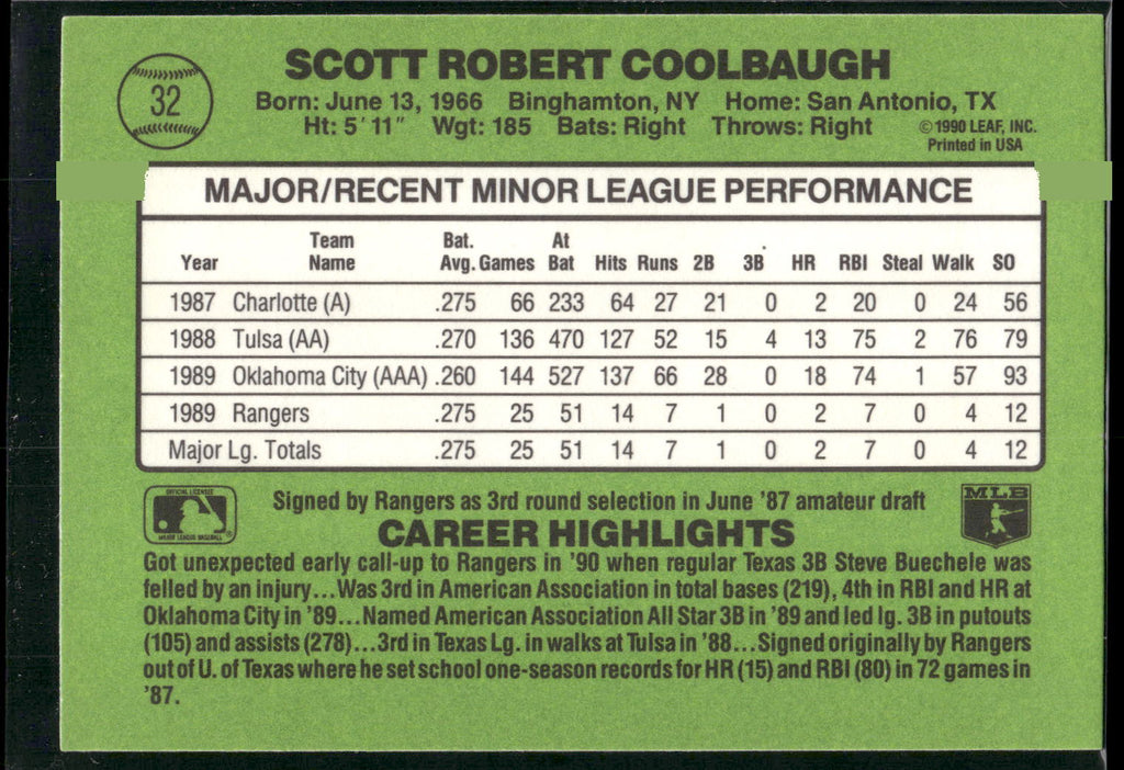 1990 Donruss The Rookies #32 Scott Coolbaugh