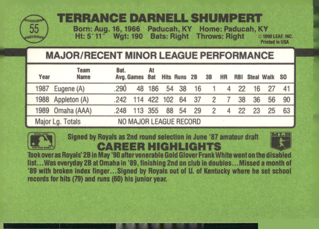 1990 Donruss The Rookies #55 Terry Shumpert