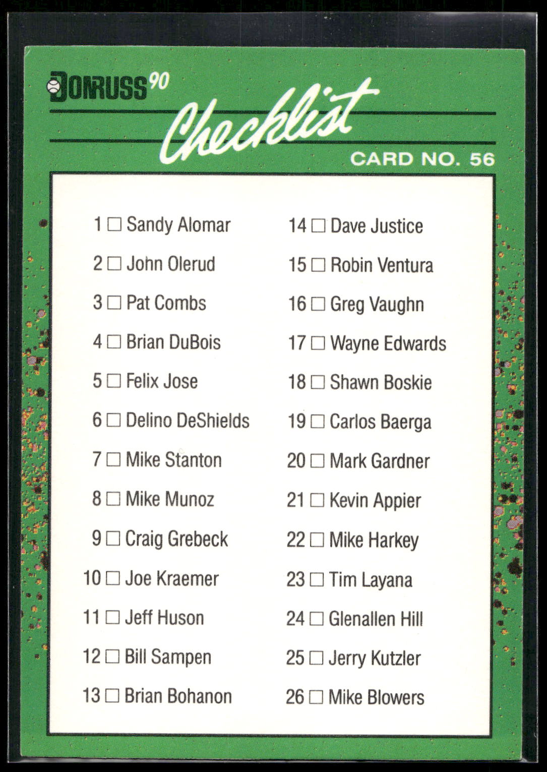 1990 Donruss The Rookies #56 Checklist