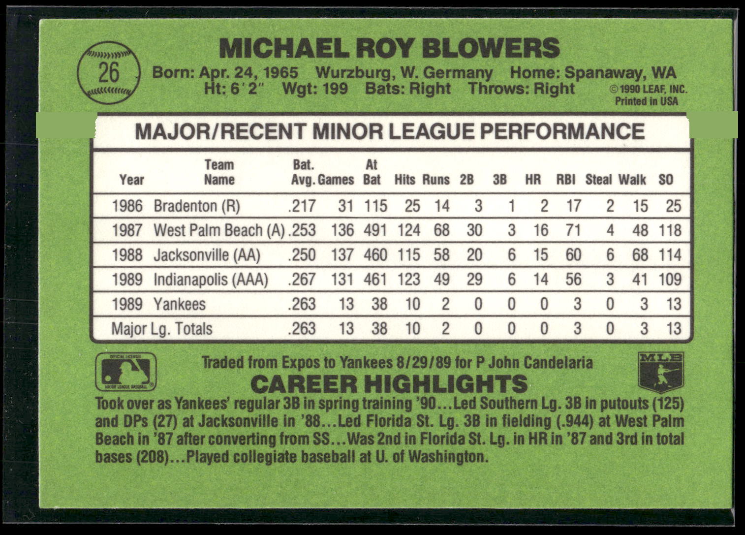 1990 Donruss The Rookies #26 Mike Blowers