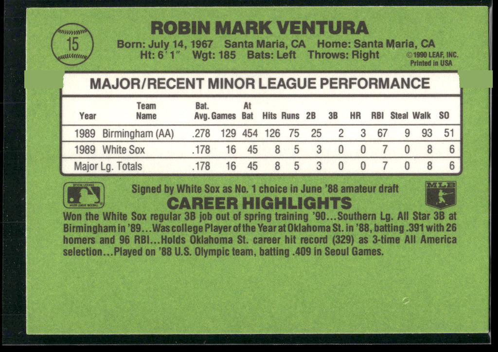 1990 Donruss The Rookies #15 Robin Ventura