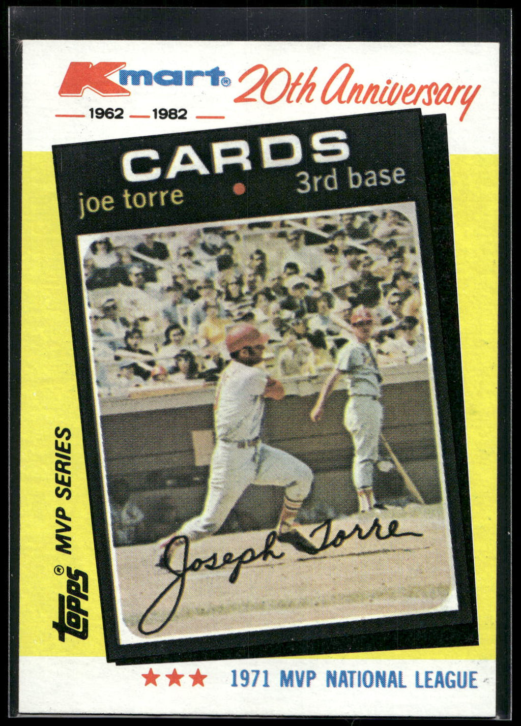1982 Topps Kmart 20th Anniversary AL & NL MVP's #20 Joe Torre