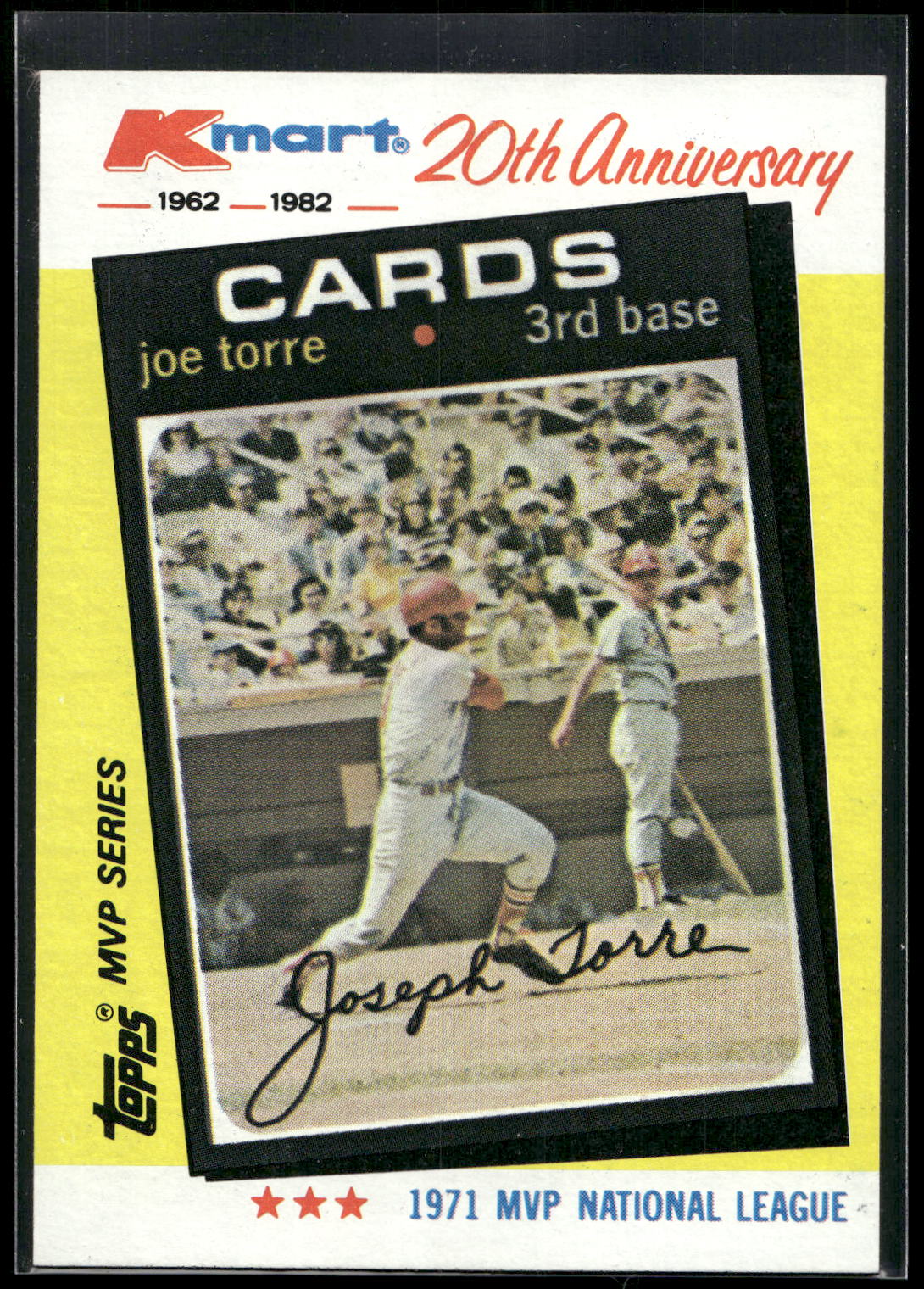 1982 Topps Kmart 20th Anniversary AL & NL MVP's #20 Joe Torre
