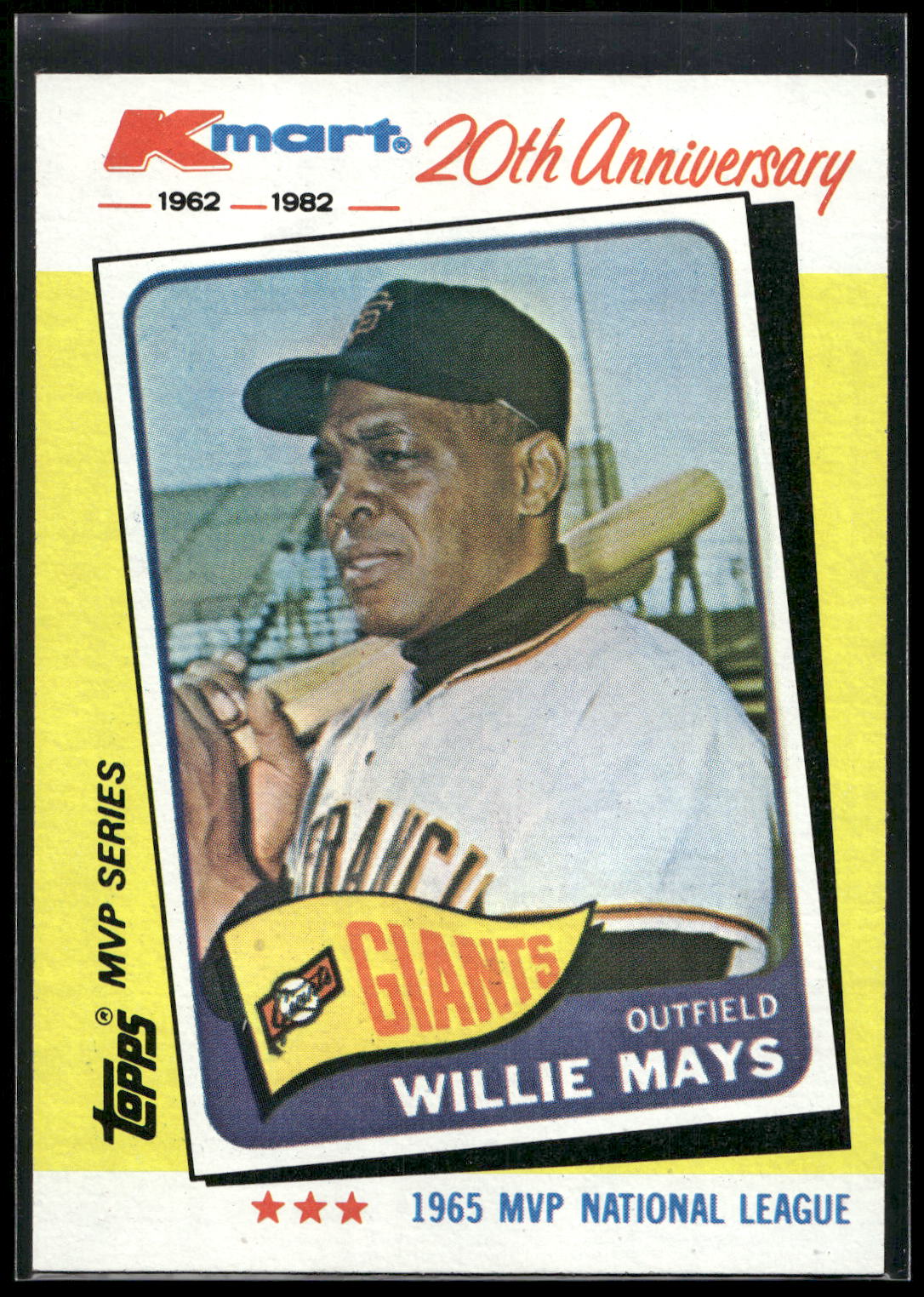 1982 Topps Kmart 20th Anniversary AL & NL MVP's #8 Willie Mays