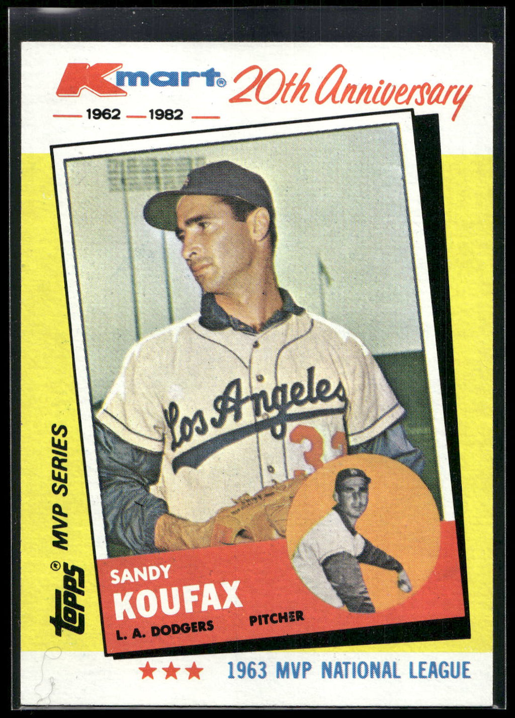 1982 Topps Kmart 20th Anniversary AL & NL MVP's #4 Sandy Koufax