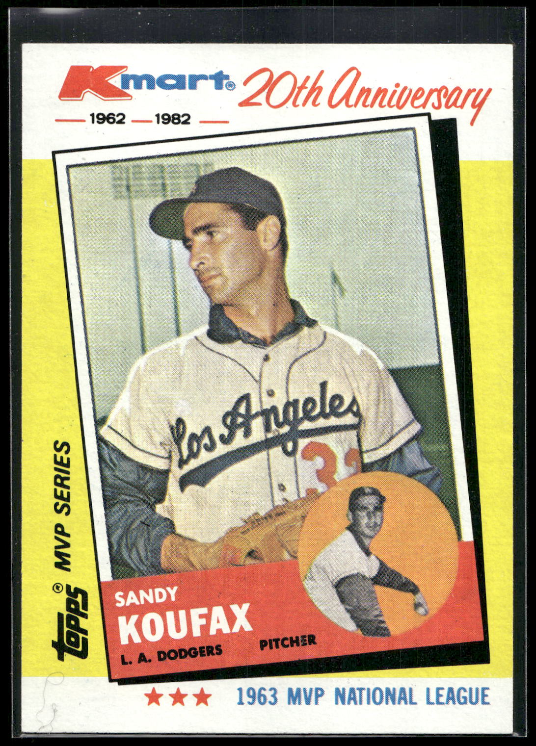 1982 Topps Kmart 20th Anniversary AL & NL MVP's #4 Sandy Koufax