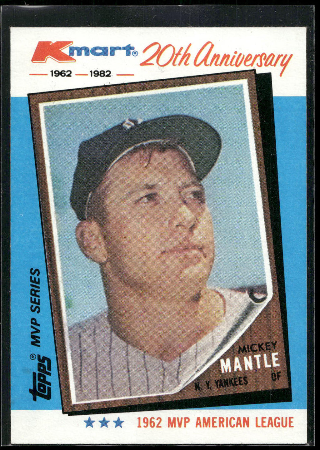 1982 Topps Kmart 20th Anniversary AL & NL MVP's #1 Mickey Mantle