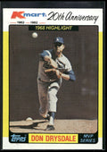 1982 Topps Kmart 20th Anniversary AL & NL MVP's #42 Don Drysdale