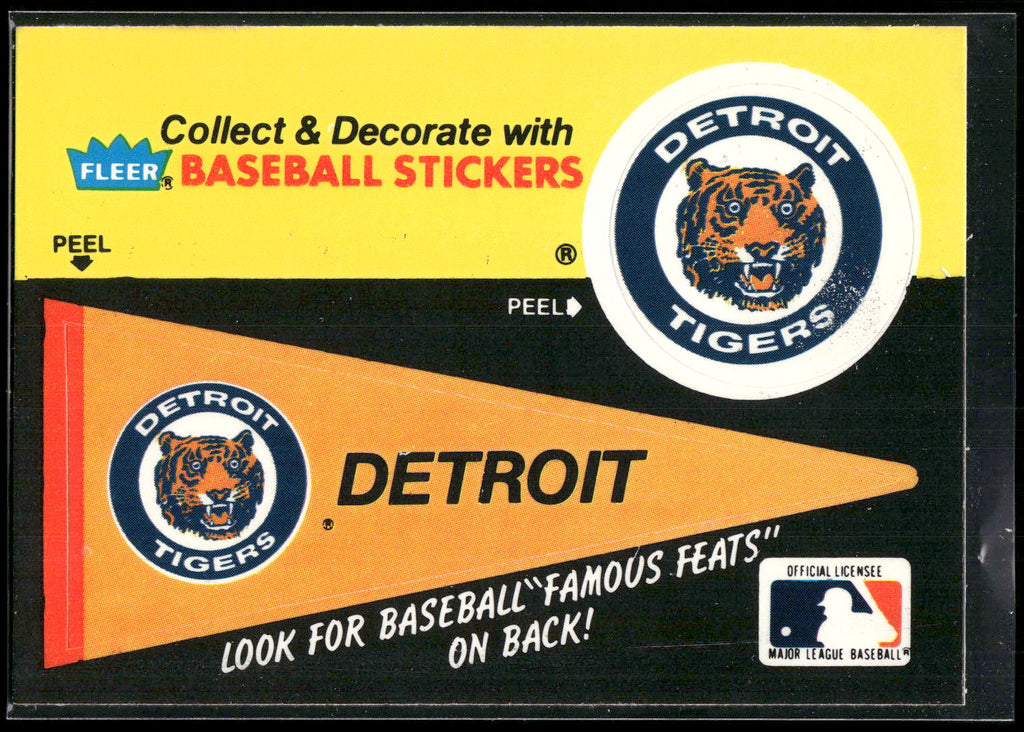1986 Fleer #NNO Detroit Tigers Pennant Team Stickers