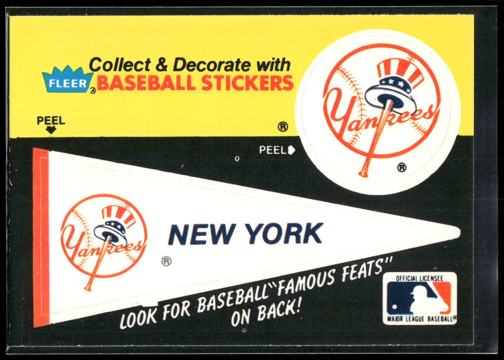 1986 Fleer #NNO New York Yankees Pennant Team Stickers