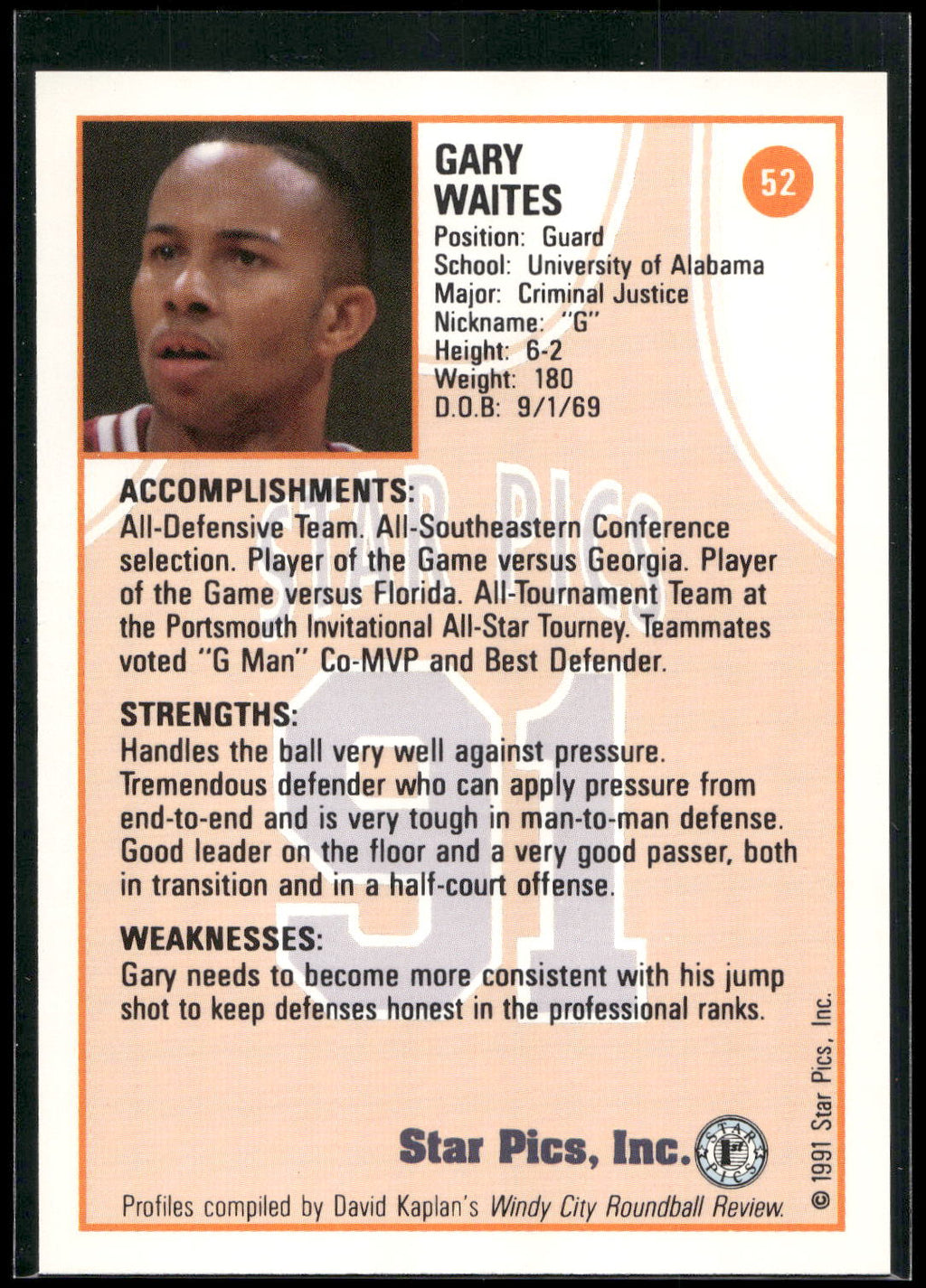 1991 Star Pics #52 Gary Waites