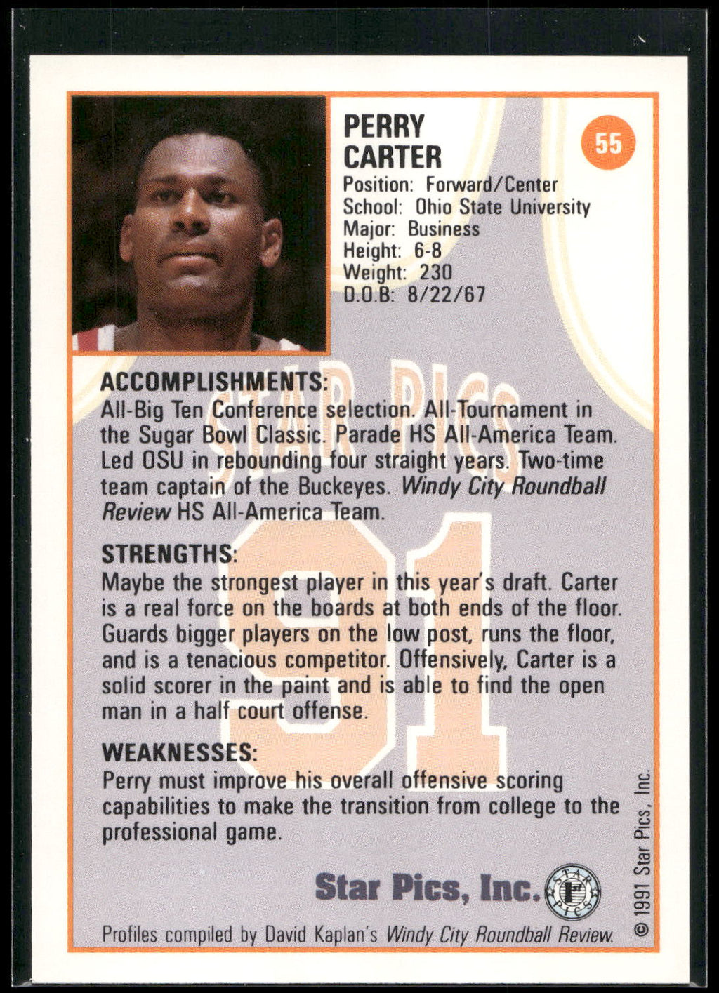 1991 Star Pics #55 Perry Carter