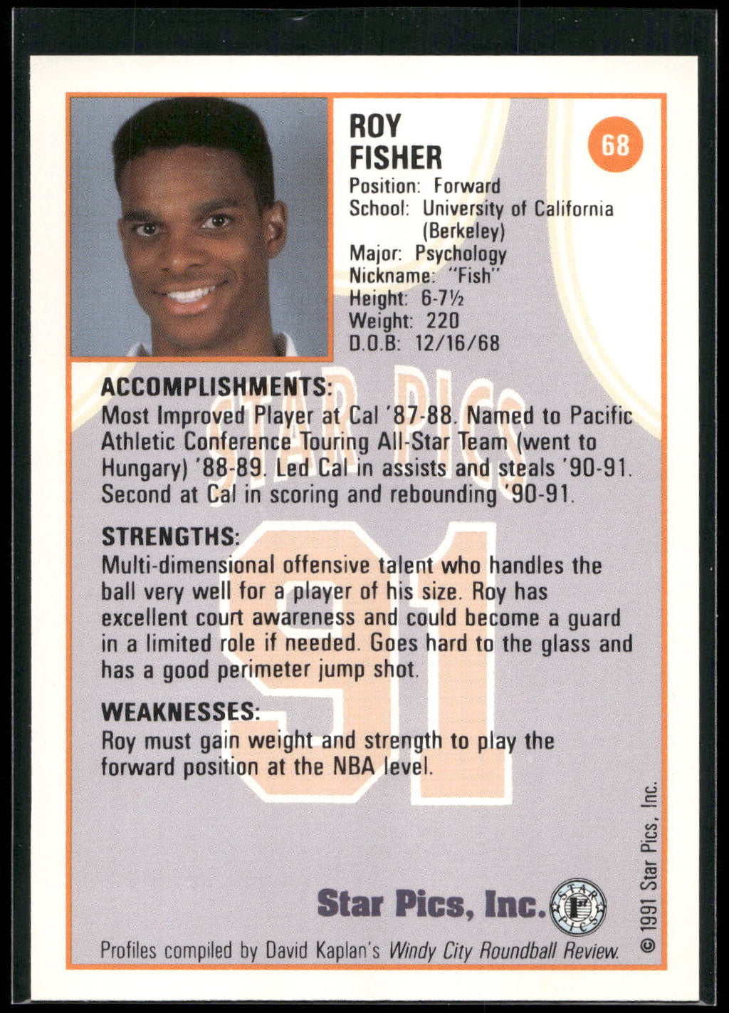 1991 Star Pics #68 Roy Fisher