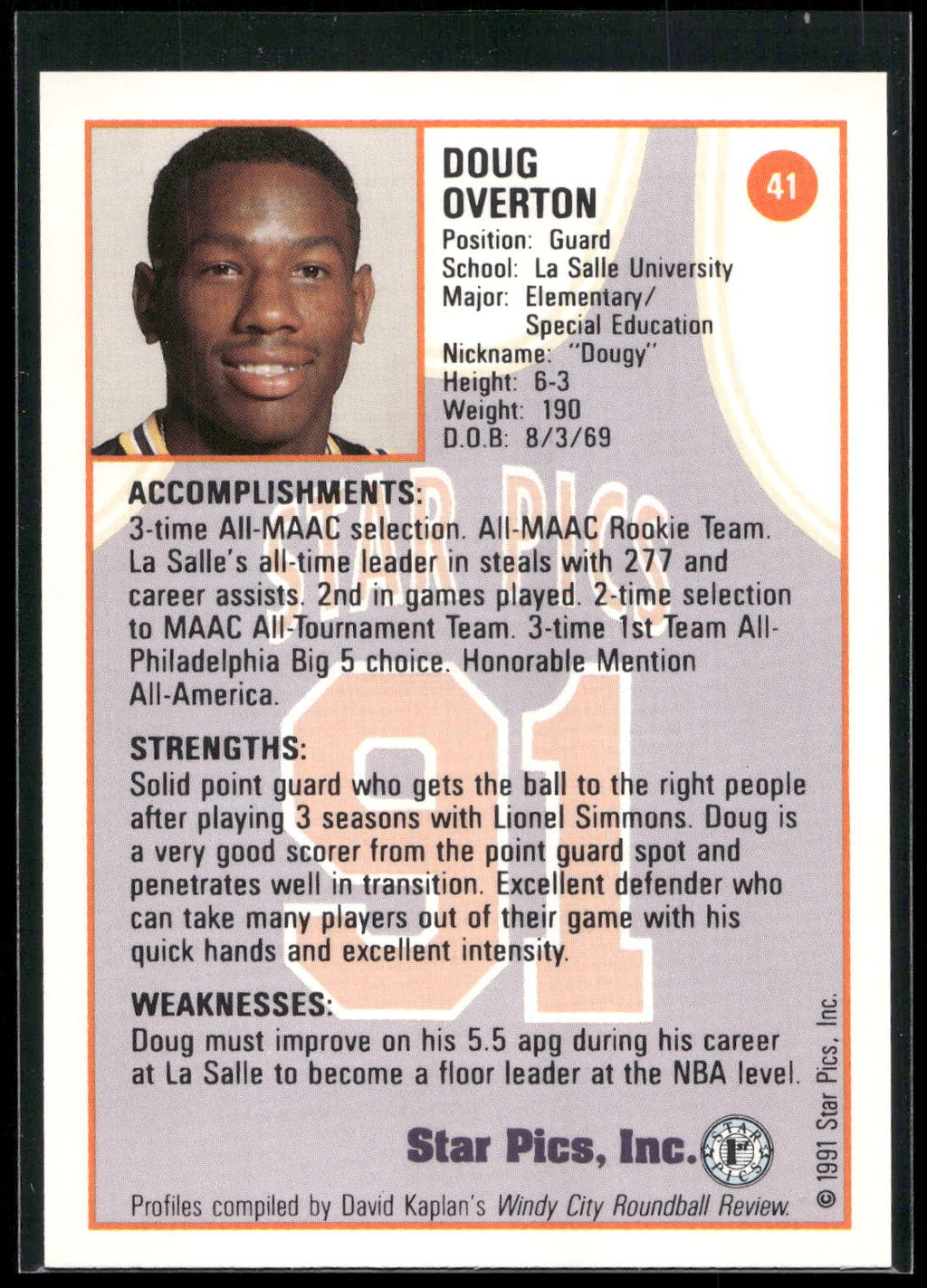 1991 Star Pics #41 Doug Overton
