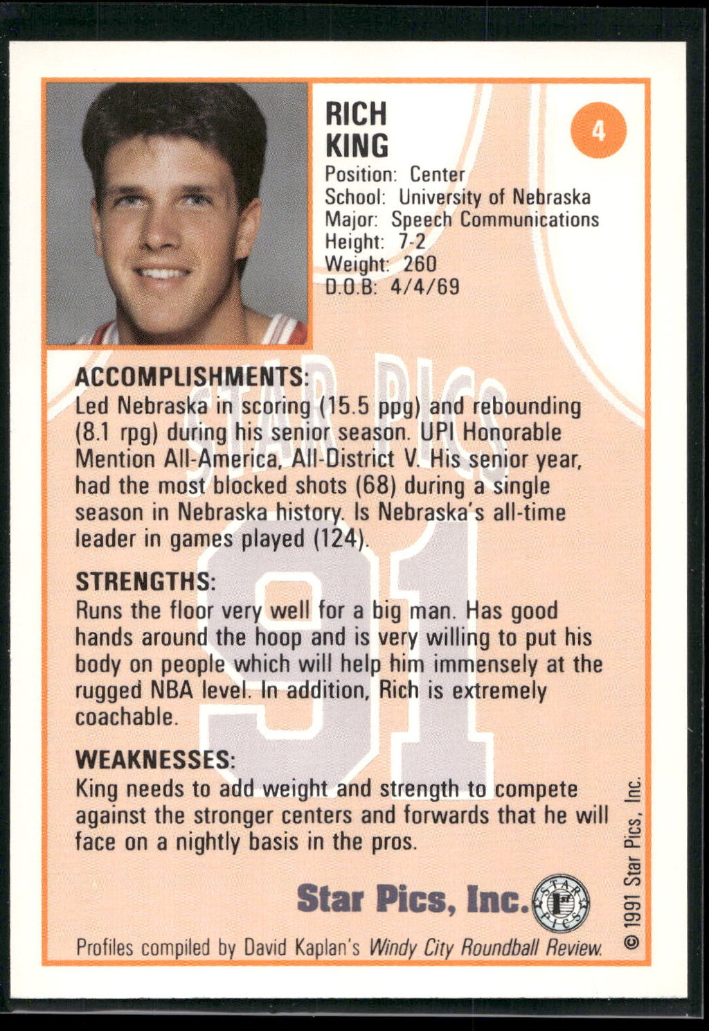 1991 Star Pics #4 Rich King