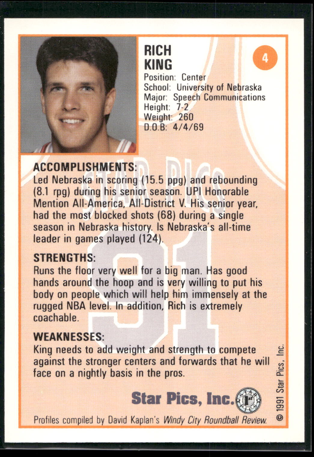 1991 Star Pics #4 Rich King