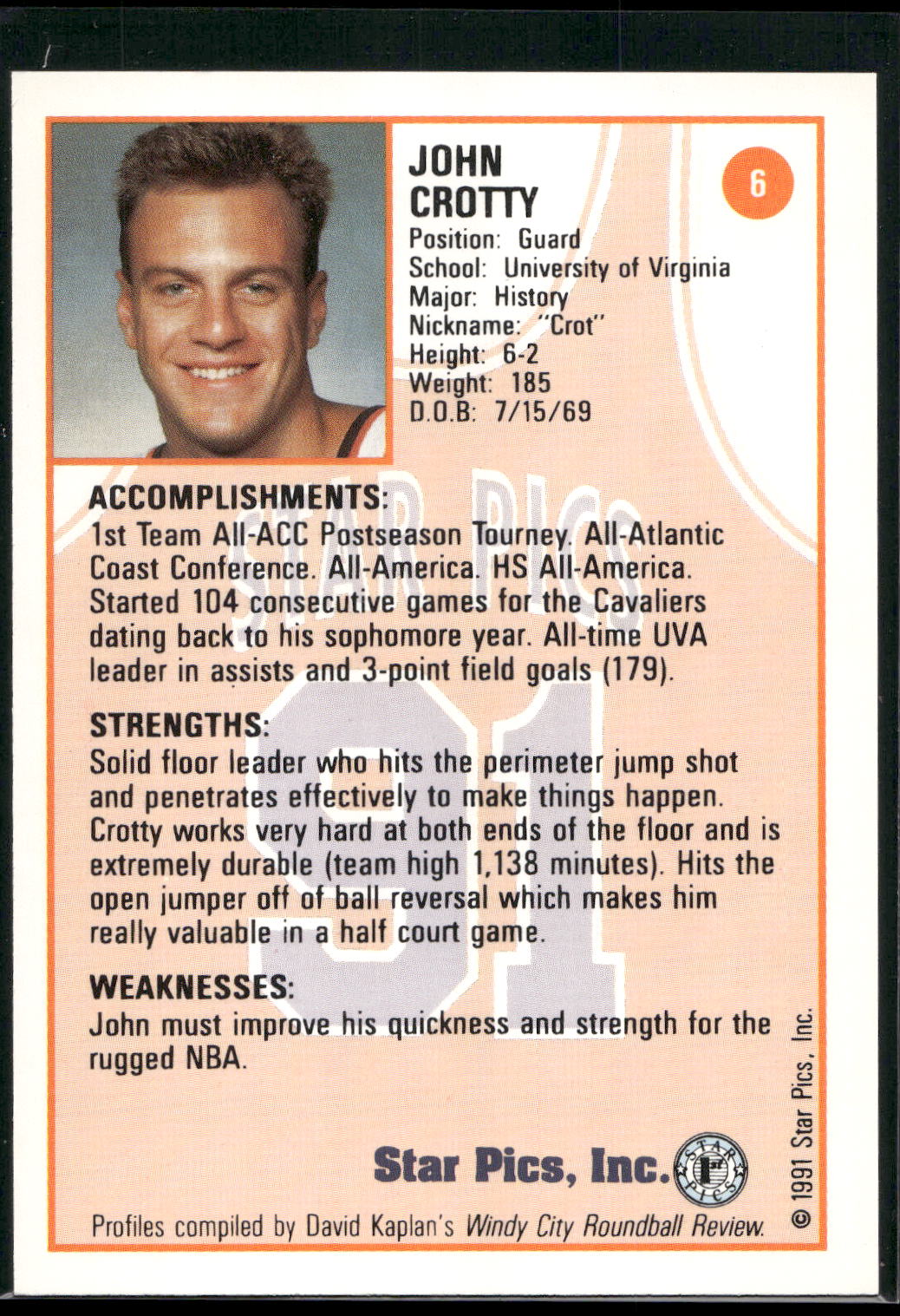 1991 Star Pics #6 John Crotty