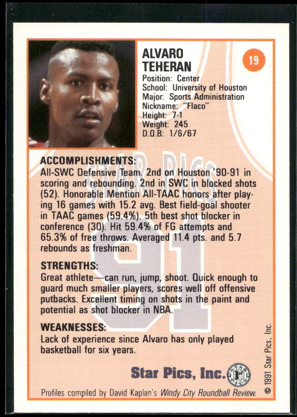 1991 Star Pics #19 Alvaro Teheran