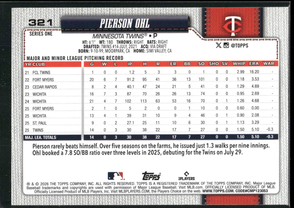 2026 Topps #321 Pierson Ohl