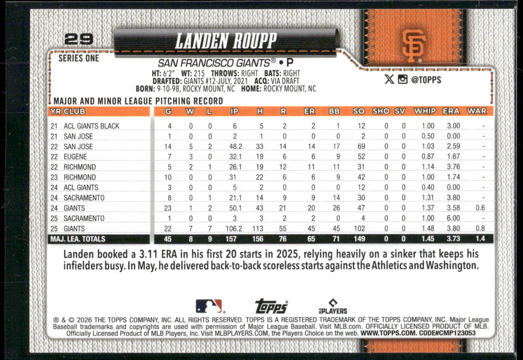 2026 Topps #29 Landen Roupp