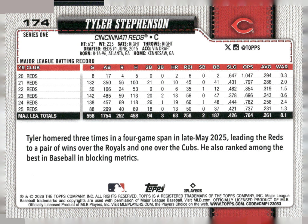2026 Topps #174 Tyler Stephenson