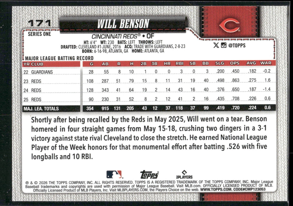 2026 Topps #171 Will Benson